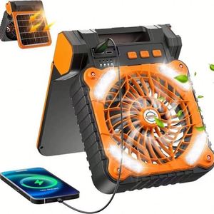 Ventilateur solaire de camping en plein air 5200mah avec chargeur de téléphone de bureau pliable lampadaire batterie externe charge solaire à quatre vitesses pour le camping - Product Image 3