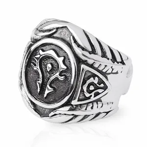 Fashion Mens Ring Totem Badge Horde Logo Emblem Rings