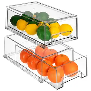 Fridge Drawers Clear Refrigerator Organizer Bins with Pull-out Drawer, BPA-Free Food Storage Container Pantry Kitchen