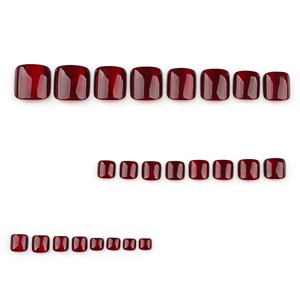 Faux ongles réutilisables <span class=keywords><strong>pour</strong></span> le <span class=keywords><strong>Nouvel</strong></span> <span class=keywords><strong>An</strong></span>, motif œil de chat rouge, prédécoupés, à porter, courts, carrés, couleur unie simple, vente en gros - Product Image 2