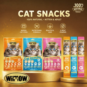 WIMOW - Golosinas Húmedas para Gatos, Puré <span class=keywords><strong>de</strong></span> Atún, 15 g, 5 Unidades, Sin Granos, Sin Almidón, Sin Conservantes, para Gatos, Gatitos y Adultos, OEM - Product Image 5