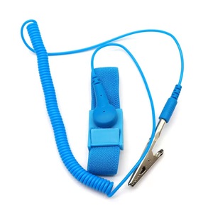 Testeur de dragonne <span class=keywords><strong>ESD</strong></span> antistatique bleu PVC PU et matériau métallique Bracelet de sangle conducteur coloré - Product Image 1