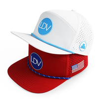 Casquette de sport unisexe HS15 personnalisable avec logo, 6 panneaux, visière plate, perforations laser, imperméable, pour surf, randonnée, plage