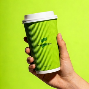 Vasos de Papel Desechables Ecológicos de Doble Pared, Impermeables, de Grado Alimenticio, para Bebidas Calientes, Bebidas Carbonatadas, Agua Mineral, Diseño Ondulado - Product Image 3