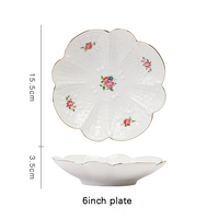 Ensemble de Plats à Petit Déjeuner en Céramique Florale Créative, Plat à Dessert Rond Moderne de Luxe pour la Maison, Bol à Fruits pour Servir