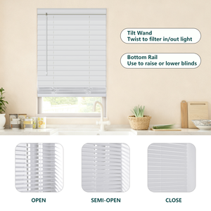 Persianas venecianas de madera sintética inalámbricas de 2 pulgadas para ventanas de PVC y persianas de madera falsa fabricadas en Vietnam, país de Bajo arancel - Product Image 4