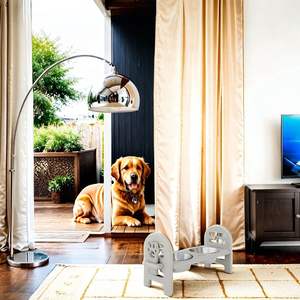 Bol pour animaux de compagnie en acier inoxydable, réglable, pour l'eau et la nourriture des chats, prêt pour les voyages, matériau HDPE durable, style simple, forme arrondie - Product Image 5