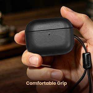 Étui rétro en cuir véritable Crazy Horse pour <span class=keywords><strong>AirPods</strong></span> Pro 3, LED frontale visible, <span class=keywords><strong>charge</strong></span> <span class=keywords><strong>filaire</strong></span> et sans fil [sans écouteurs] - Product Image 4