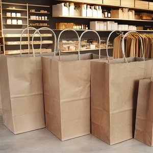 Sacs en papier kraft biodégradables en gros avec poignées torsadées pour exposition et promotion en supermarché - Product Image 2