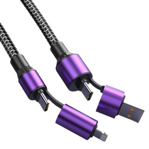4 In 1 Data Cable Usb C To Lightning <b>Micro</b> Usb Type C Fast Charging Nylon Braided For <b>Phone</b> Tablet Laptop Game Console - Product Image 3