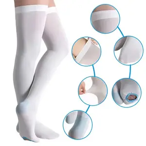 Calcetines antiembolismo personalizados punta abierta médico enfermera muslo medias de compresión alta calcetines de compresión médica