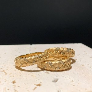 Bague en or 18 carats plaqué argent sterling S925, style médiéval vintage, style tissu, antique, brossée, en soie, torsadée, tissée, diamant - Product Image 1