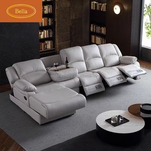 Sillón reclinable en forma de L de cuero de primera clase, sofá de cine eléctrico multifuncional para gran espacio para sala de estar moderna - Product Image 1