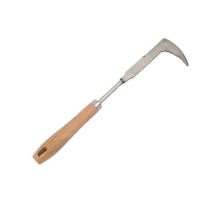 Curved Blade Wood Handle Stainless Steel Crevice Weeding Knife For Garden Weed Removal - Product Image 1