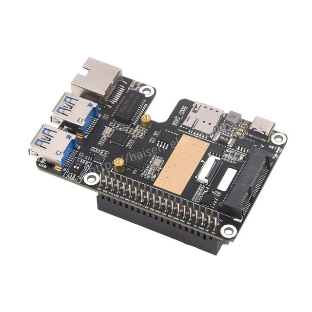 PCIe to MiniPCIe/Gigabit Ethernet/USB 3.2 Gen1 HAT for Raspberry Pi 5,Support MiniPCIe Interface 4G Module High-speed,Networking