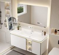 Meuble sous lavabo avec miroir LED intelligent Combinaison de plaques de roche pour lavabo au sol en verre pour armoire pour salle de bain