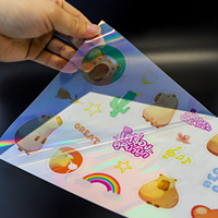 Papier autocollant transparent holographique arc-en-ciel en vinyle PET A3 A4 imperméable, acrylique PE auto-adhésif pour imprimante jet d'encre et masquage