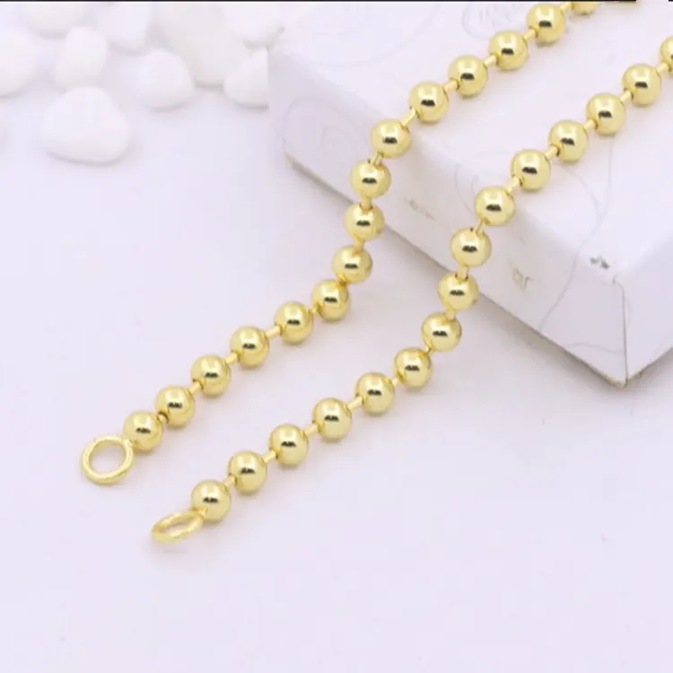 Golden color Stainless Steel 3mm Metal Ball Chain colored bead necklace chain