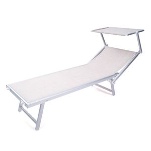 Lit pliant moderne et léger en aluminium pour l'extérieur avec auvent, lit inclinable en métal - Product Image 2