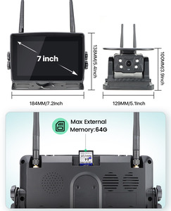 Greenyi năng lượng mặt trời năng lượng 7 inch không dây màn hình cảm ứng DVR Monitor đảo ngược sao lưu máy ảnh kép Antenna cho xe tải RV Trailer xe buýt - Product Image 6