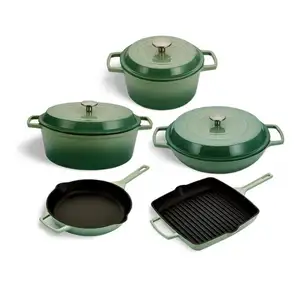 Wholesale Kitchenware Pots And Pans 7pcs Festival Gifts Cast Iron Enamel Cooking Pot Set Enamel Cast Iron Cookware Sets