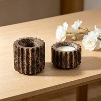 Lot de bougeoirs modernes en marbre côtelé pour la décoration intérieure, diamètre 130*H85, diamètre 130*H125, pour l'aromathérapie