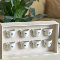 Boîtes en papier de luxe pour tasses à thé, présentoirs pour mugs, organisateurs, motif palmier, personnalisés, brodés, pour le Ramadan et l'Aïd, coffrets cadeaux pour mugs à café et services à thé