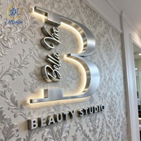 Enseigne murale 3D en lettres canal, logo intérieur, luxe discret, longue durée de vie, en acier inoxydable rétroéclairé, enseigne métallique personnalisée à LED