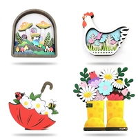 Adornos de Flores de Madera Contrachapada en 3D, Decoración Multifuncional de Pascua, Corte Láser, Hechos a Mano, Regalo al por Mayor