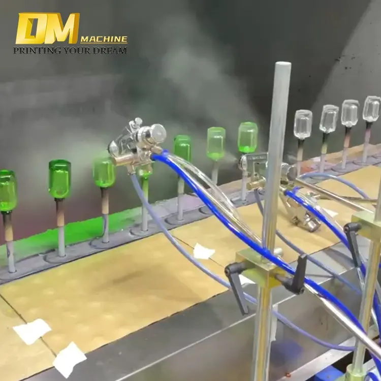 DM cam bardak şişe kaplama üretim hattı otomatik sprey boya makinesi