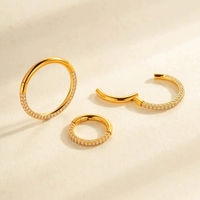 ASTM F136 G23 Anneau de nez en titane pour femmes Bijoux de corps 16G Oreille Os Piercing Boucles d'oreilles avec zircon