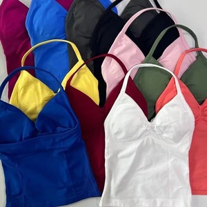 IStapromo Gifts Seamless <b>Longline</b> Strappy Gym Top Sports Shirts Yoga <b>Vest</b> Beautiful Open Back Bra Workout Halter <b>Women</b> Seamless - Product Image 4