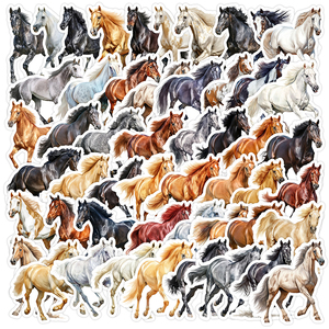 Autocollants HOYO pour chevaux, 50 pièces/paquet, autocollants pour poulain, <span class=keywords><strong>jument</strong></span>, poney, mustang, bronco, fille de poulain, colt - Product Image 1