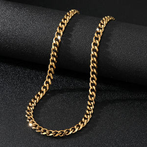 써지컬스틸 빈티지 커브 쿠반 체인 초커 목걸이 블랙 골드 - Product Image 6