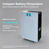 Batería de Pared LiFePO4 de 51.2V 100Ah 5.12kWh con Pantalla Táctil, BMS de 100A, Descarga, WiFi, APP, RS485, CAN, Almacenamiento Solar, UPS, Respaldo