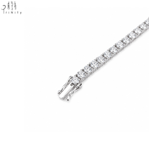 Hot Sale Classic Simple Design Fine Jewelry 18K <b>Solid</b> White <b>Gold</b> Real Natural Diamond Luxury Tennis Bracelet - Product Image 4