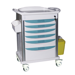 Chariot <span class=keywords><strong>de</strong></span> secours d'urgence MN-DC005 <span class=keywords><strong>de</strong></span> haute qualité avec poubelle intégrée pour le traitement clinique en milieu hospitalier - Product Image 1