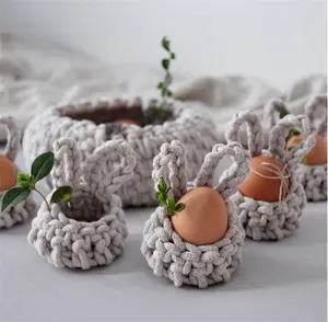 S9007 Offre Spéciale 2023 sacs cadeaux d'œufs, motif de lapins de pâques, coquetiers, Crochet tricoté à la main, décoration de pâques