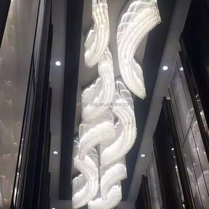 Customized Hotel Lobby Big Size Lamp Glass Hanging Modern Luxury White Gold Led Crystal <strong>Chandelier</strong> Light - Product Image 5