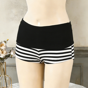 Shorts en tricot pour femmes Y2K, couleur contrastée, taille pliée, rayé, coupe slim, sexy, streetwear, décontracté, mini-shorts - Product Image 6