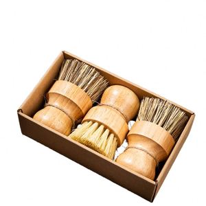 Kitchen Dish Brush Wooden Handle and Sisal Coconut Multifunctional Cleaning Tools Kitchen <b>Scrubbing</b> Brush - Product Image 1