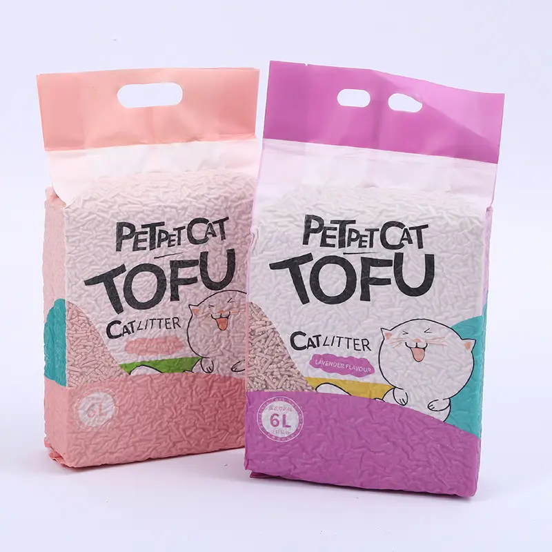 O fabricante fornece 6l tofu gato ligeira 2.35kg poeira-livre, produtos aglomerados e perfumados do gato que podem nivelar o banheiro