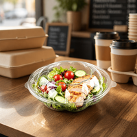 Bol à salade personnalisé en plastique PET 18oz avec couvercle, conteneur alimentaire transparent jetable empilable, qualité alimentaire, vente en gros