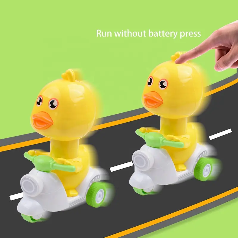 2023 Hot Selling Press Type Little Yellow Duck Return Car Boys and Girls Children's Toy Car Baby Motorcycle Toy Wholesale