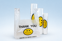 Sac en plastique épais à fond plat, personnalisable avec logo, recyclable, imperméable, avec poignée, pour le commerce de détail, les supermarchés, les courses, la livraison à emporter et le stockage