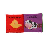 Livres en tissu doux style Edicart, matériau froissé, hochet en plastique, fabriqué en Italie, Sonaglietti, petit format, éducatifs, colorés