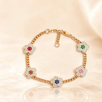 JINSEO Damen Old Money Fünf-Blumen-Charm-Armband 18K Vergoldet 925 Silber Kubisches Zirkonia Luxus-Geschenk Schmuck Boutique Klein