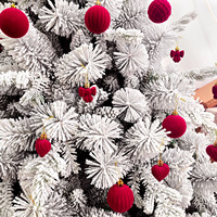 Ensemble de boules de Noël en velours floqué de 6 cm, en boîte, décorations suspendues pour arbre de Noël, pour fenêtre et présentation de fêtes