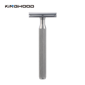 Premium Eco Aluminium Long Handle Matte Silver Stainless Steel <strong>Double</strong> <strong>Edge</strong> Shaving Safety <strong>Razor</strong> - Product Image 2