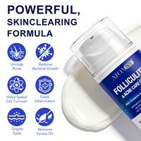 Crema ATOANY Quick Comfort & Renewal para el Cuidado de la Foliculitis y el Acné con 1% de Ácido Salicílico + Extractos Herbales para Cuero Cabelludo, Rostro, Cuerpo y Piel
